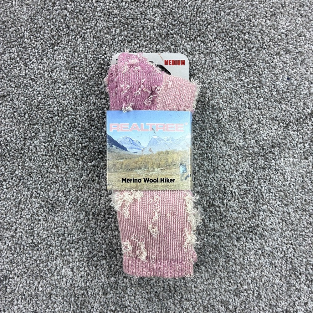 Realtree Hiking Socks Women's Medium Pink Merino Wool 1 Pair Midweight Size 6-10
